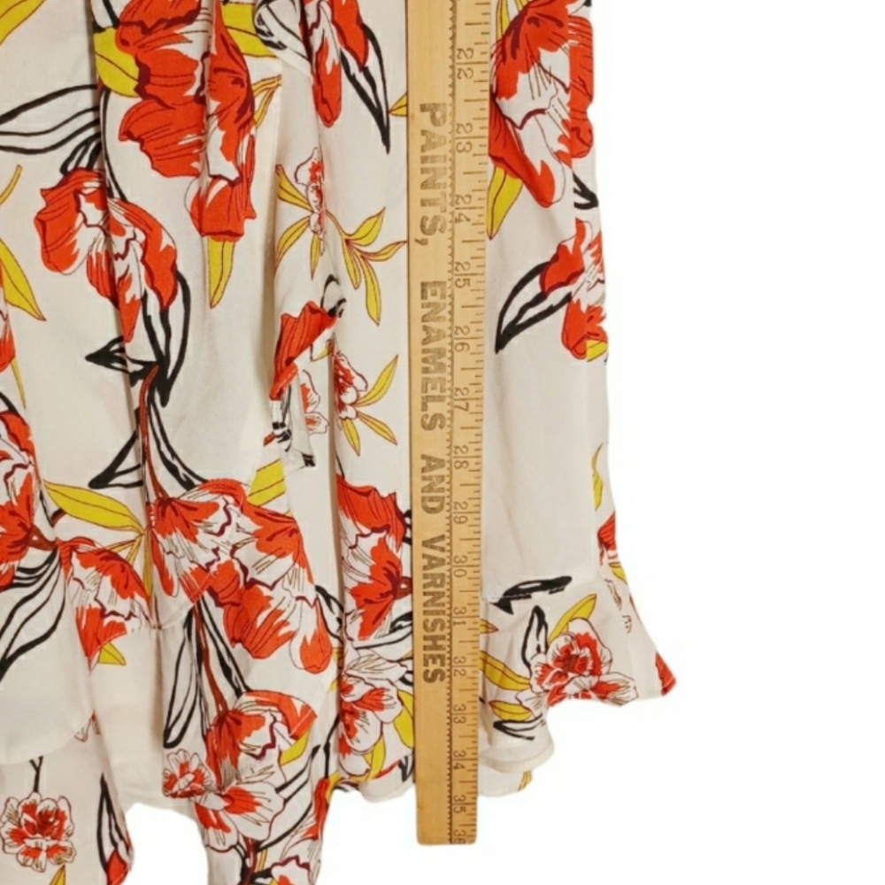 NASTY GAL VERA & LUCY Red Yellow Black Floral Print Ruffle Romper Medium NWT - Picture 6 of 8